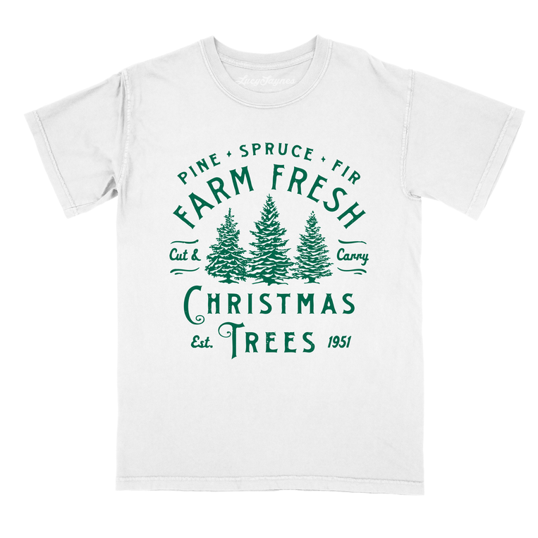 Farm Fresh Christmas Trees Comfort Colors Graphic Tee - White