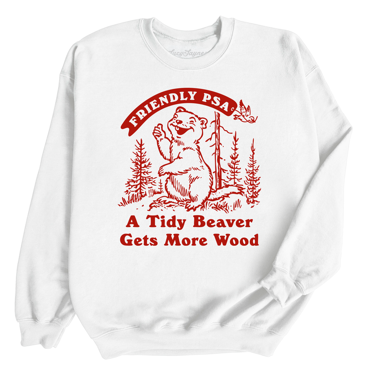 A Tidy Beaver Gets More Wood Graphic Sweatshirt - White
