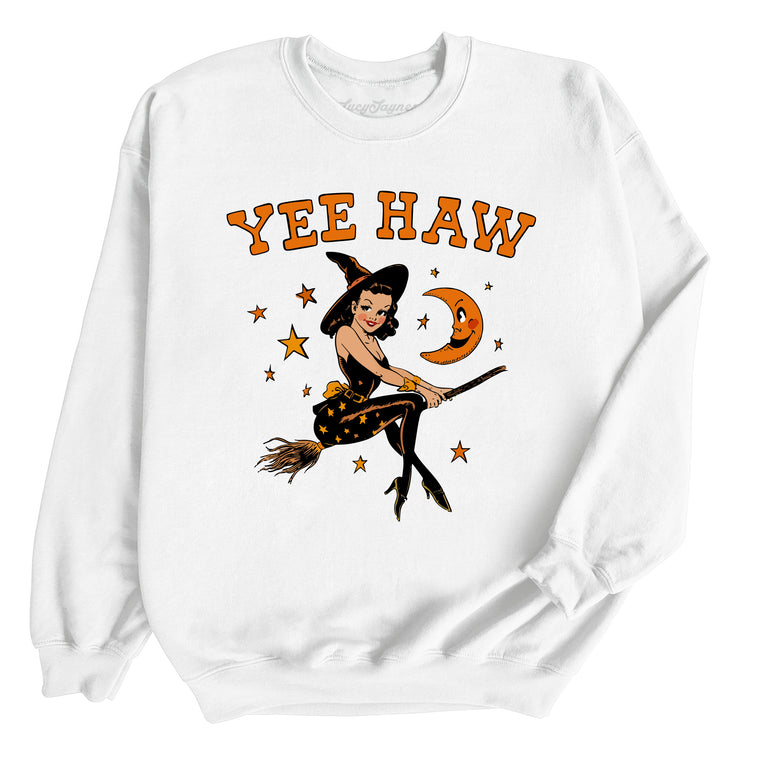 Yee Haw Witch Graphic Sweatshirt - White