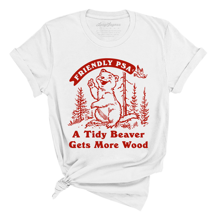A Tidy Beaver Gets More Wood Graphic Tee - White