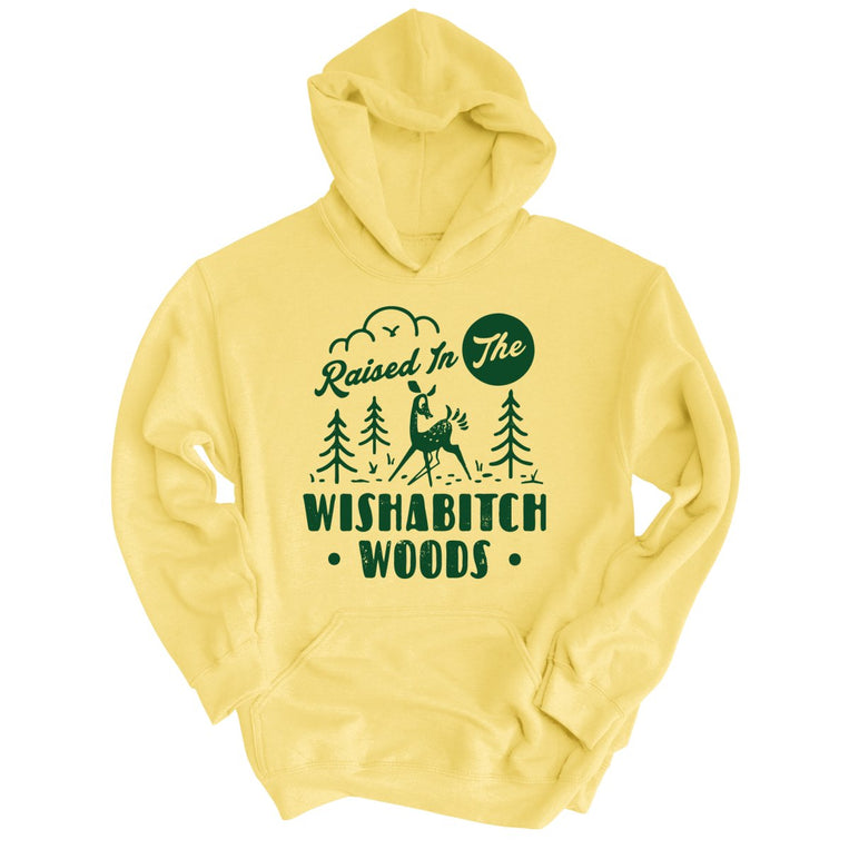 Wishabitch Woods Graphic Hoodie - Light Yellow