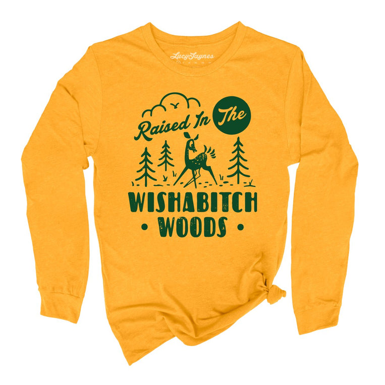 Wishabitch Woods Graphic Long Sleeve Tee - Gold