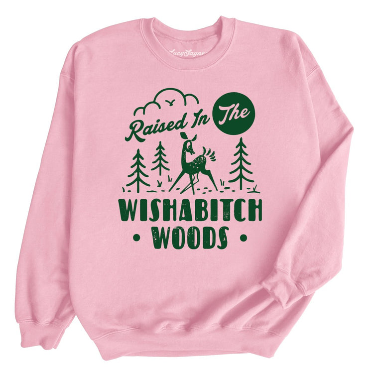 Wishabitch Woods Graphic Sweatshirt - Light Pink