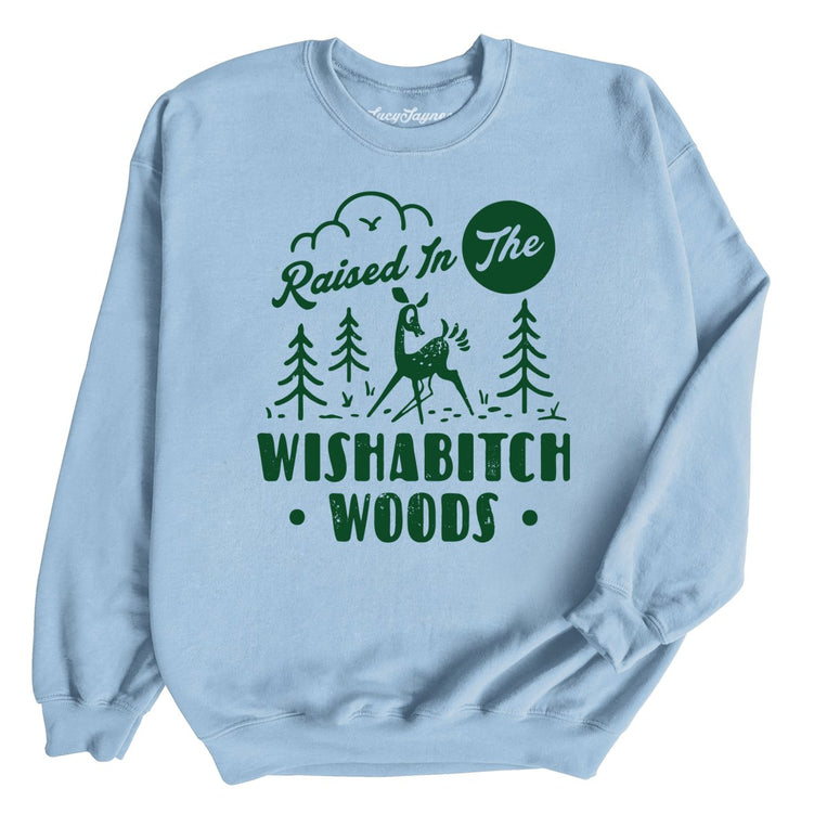 Wishabitch Woods Graphic Sweatshirt - Light Blue