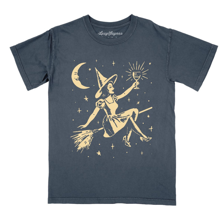 Witchy Wine Comfort Colors Graphic Tee - Denim