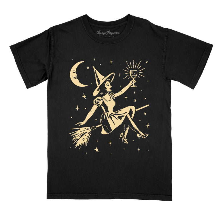 Witchy Wine Comfort Colors Graphic Tee - Black