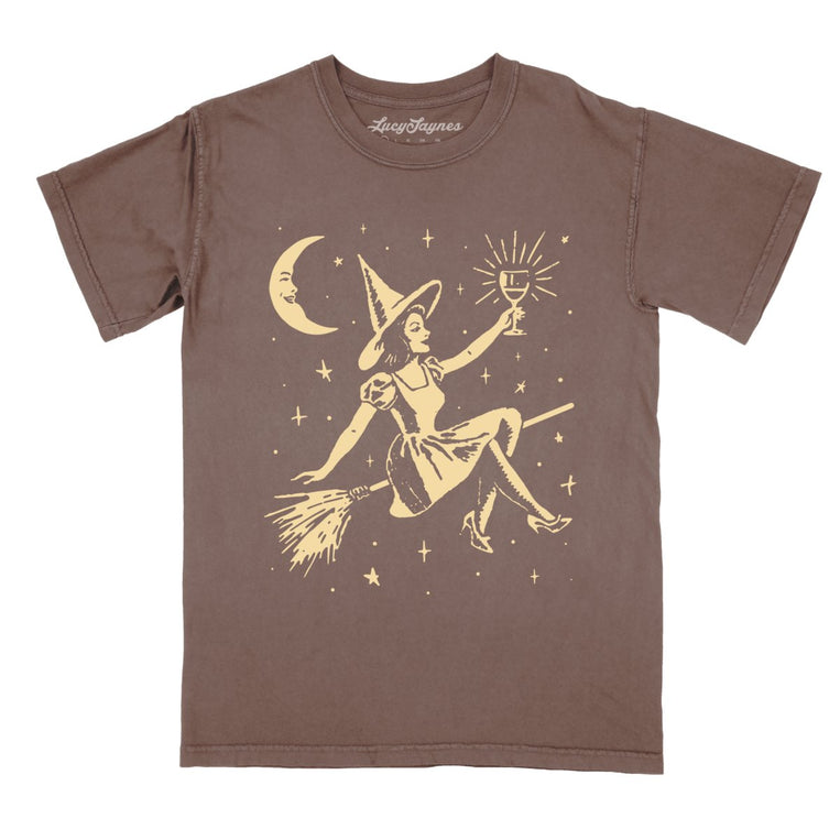 Witchy Wine Comfort Colors Graphic Tee - Espresso