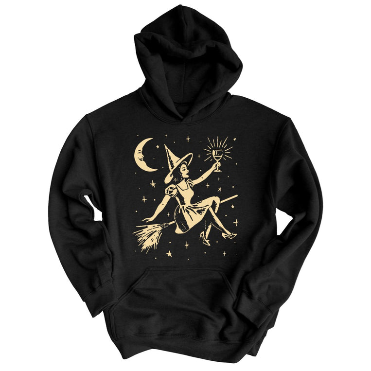 Witchy Wine Graphic Hoodie - Black