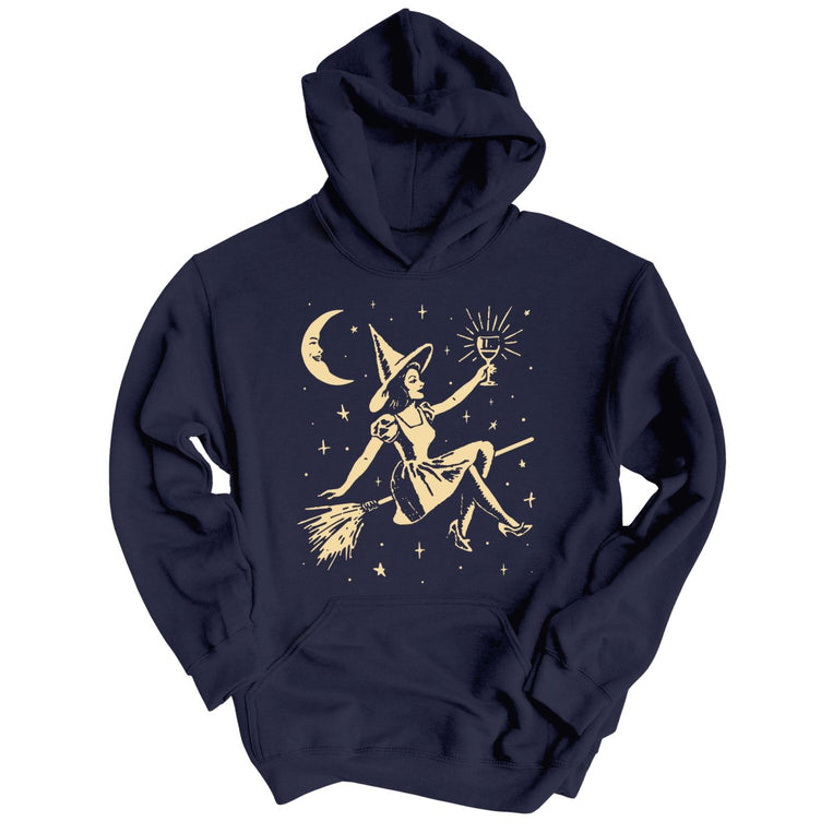 Witchy Wine Graphic Hoodie - Classic Navy