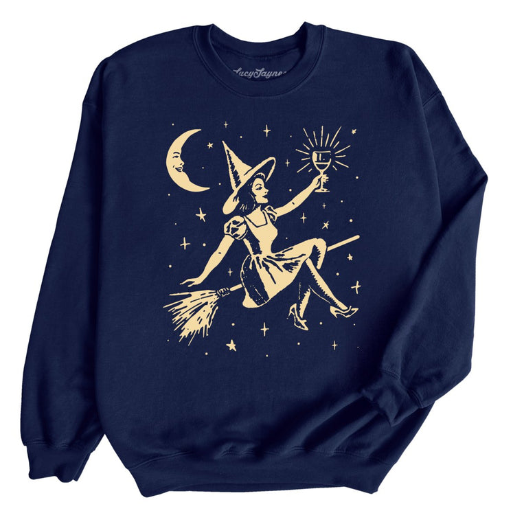 Witchy Wine Graphic Sweatshirt - Navy