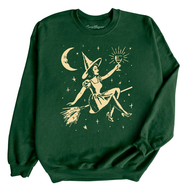 Witchy Wine Graphic Sweatshirt - Forest