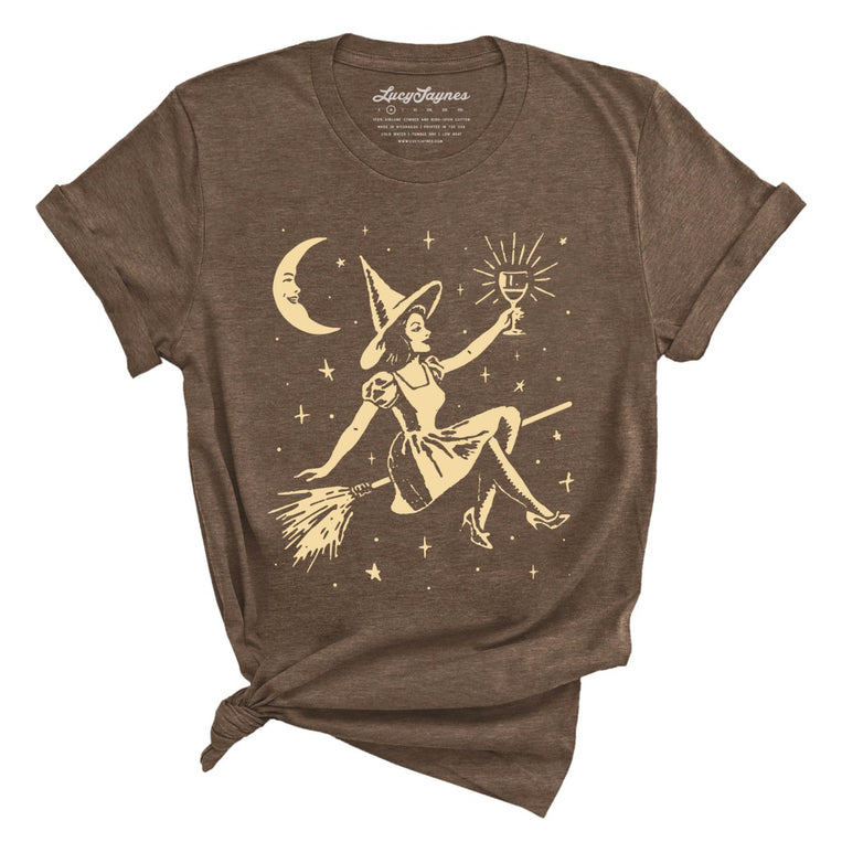 Witchy Wine Graphic Tee - Heather Brown