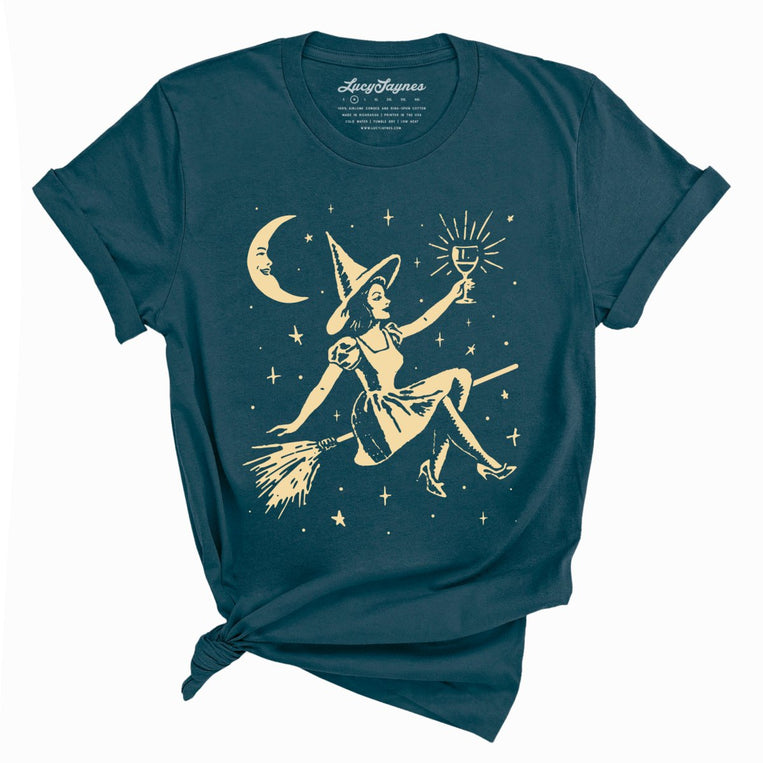 Witchy Wine Graphic Tee - Deep Teal