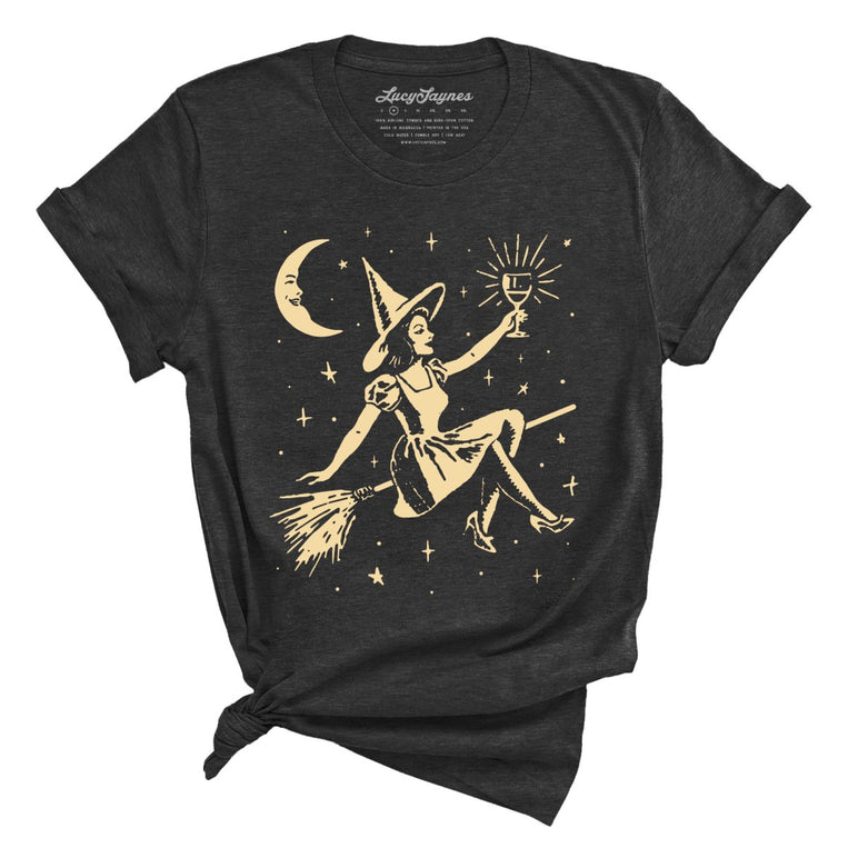 Witchy Wine Graphic Tee - Dark Grey Heather