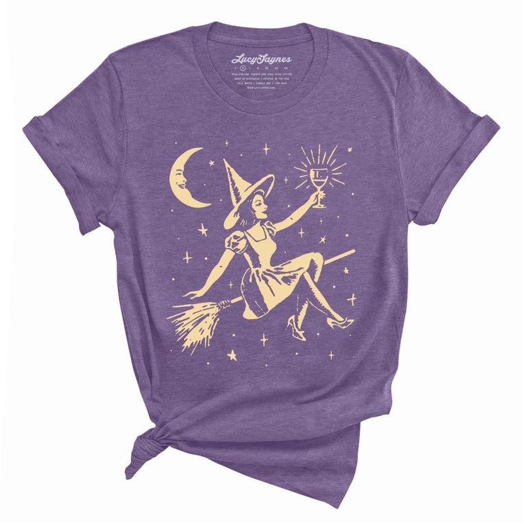 Witchy Wine Graphic Tee - Heather Team Purple