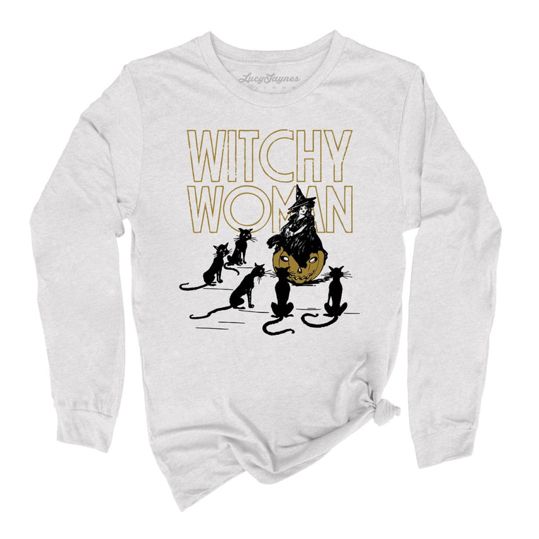 Witchy Woman Graphic Long Sleeve Tee - Ash