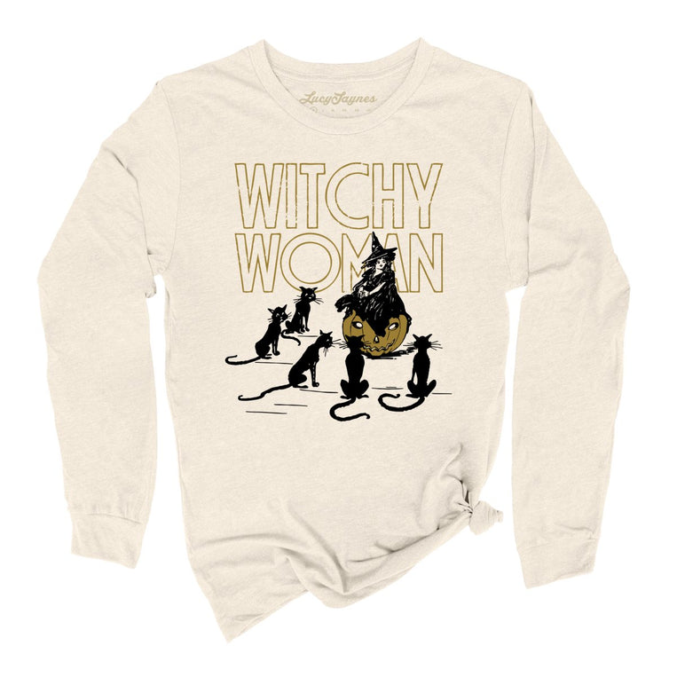 Witchy Woman Graphic Long Sleeve Tee - Natural