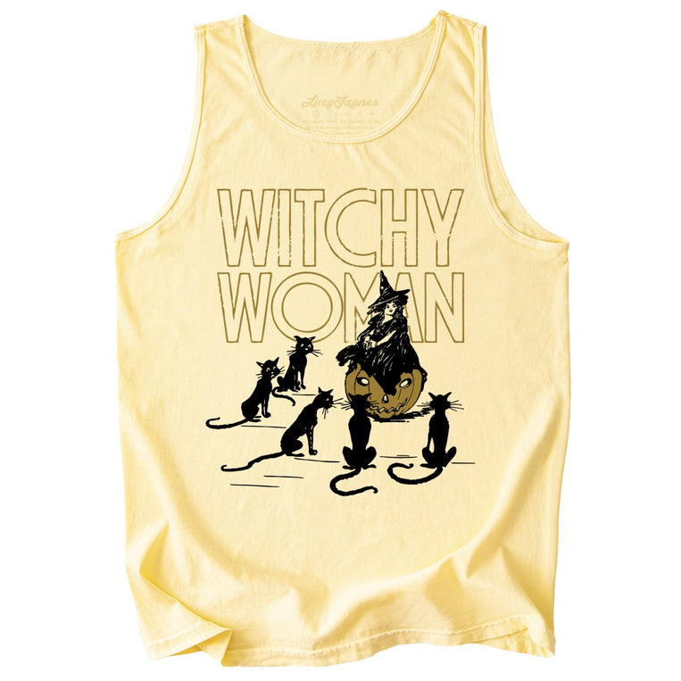 Witchy Woman Comfort Colors Graphic Tank Top - Butter
