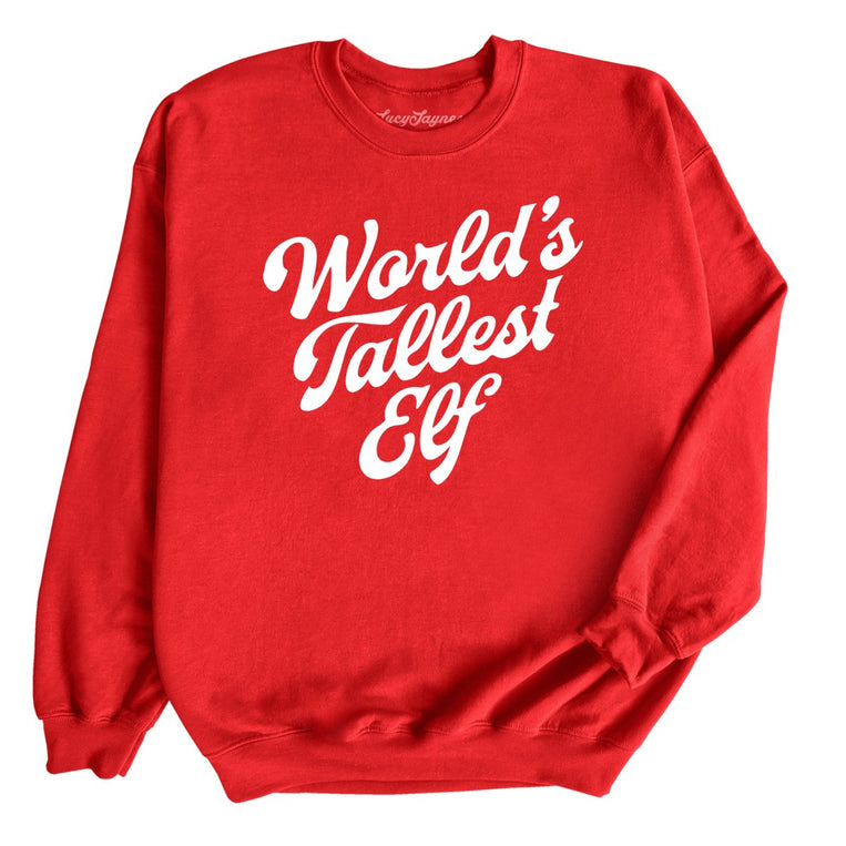World's Tallest Elf Graphic Sweatshirt - Red