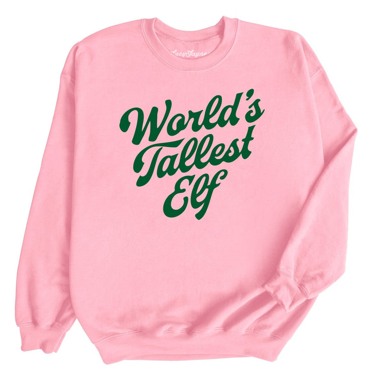 World's Tallest Elf Graphic Sweatshirt - Light Pink