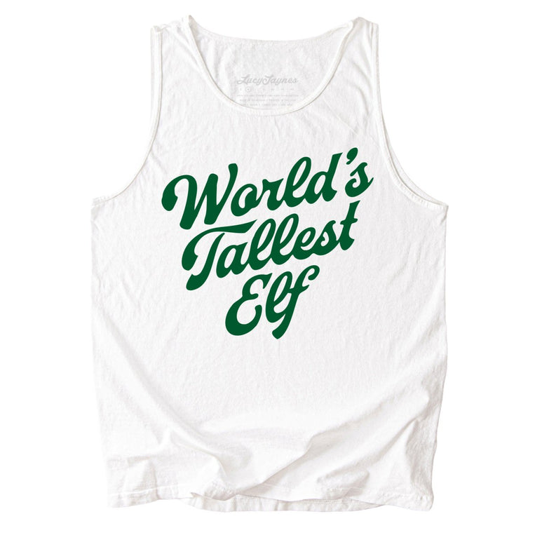 World's Tallest Elf Comfort Colors Graphic Tank Top - White
