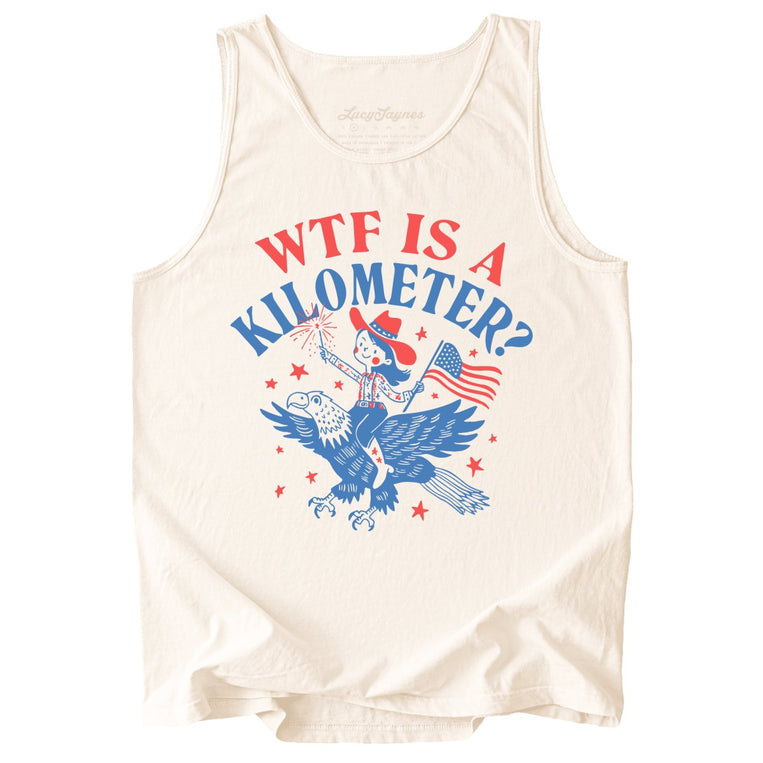 WTF Is A Kilometer Comfort Colors Graphic Tank Top - Ivory