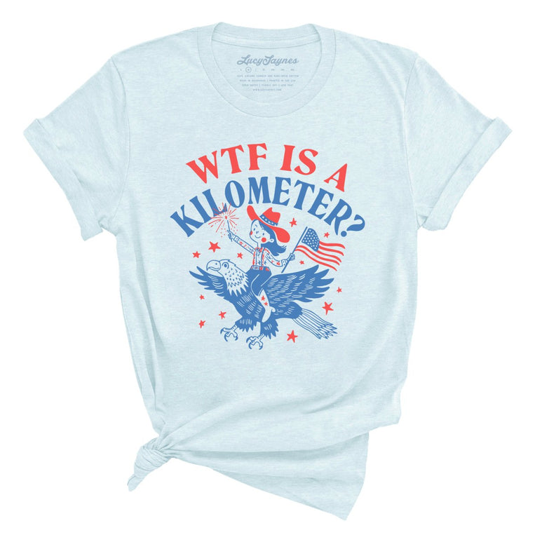 WTF Is A Kilometer Graphic Tee - Heather Ice Blue