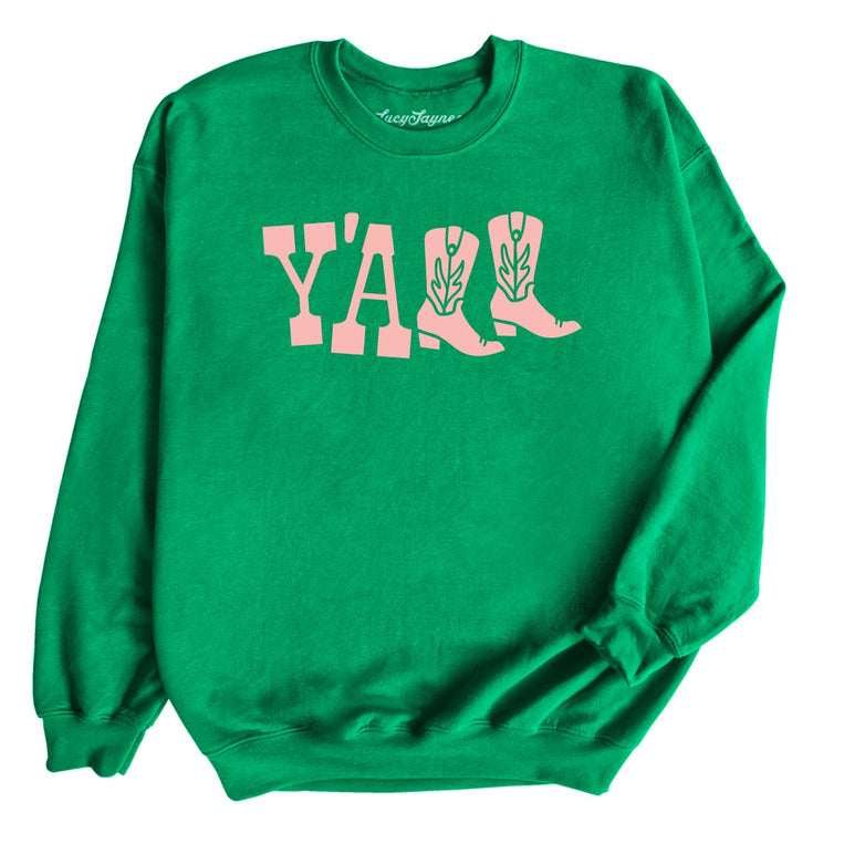 Y'all Boots Graphic Sweatshirt - Irish Green