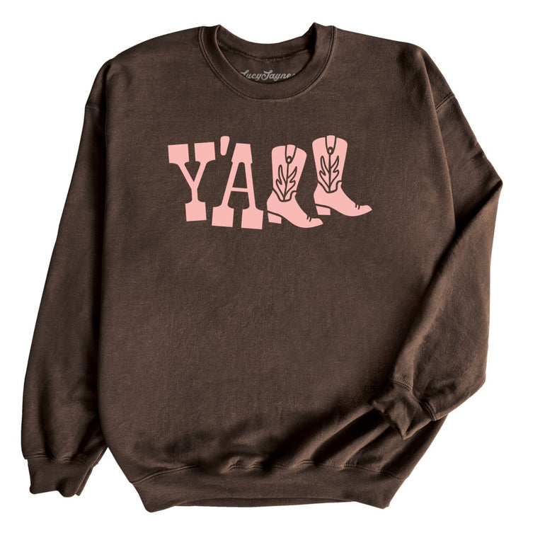 Y'all Boots Graphic Sweatshirt - Dark Chocolate