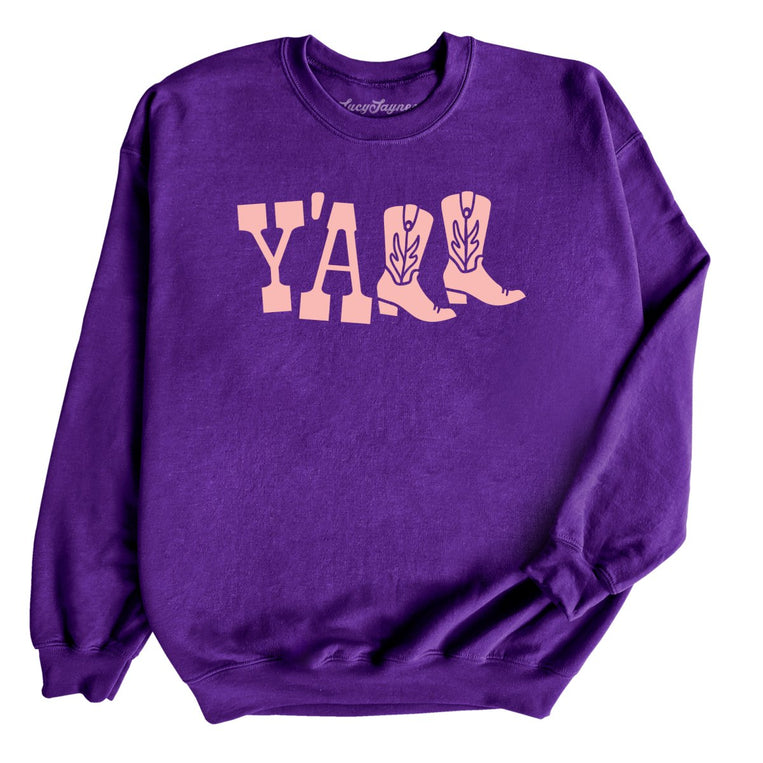Y'all Boots Graphic Sweatshirt - Purple