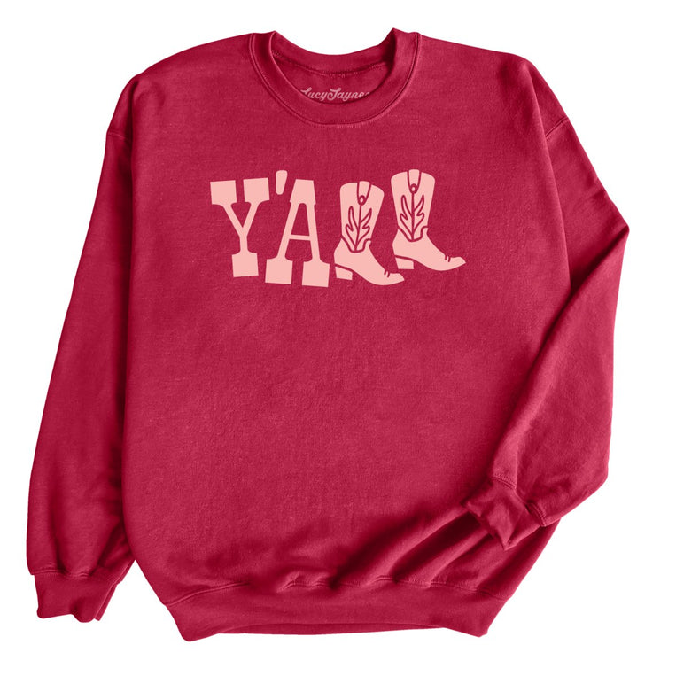 Y'all Boots Graphic Sweatshirt - Cardinal Red