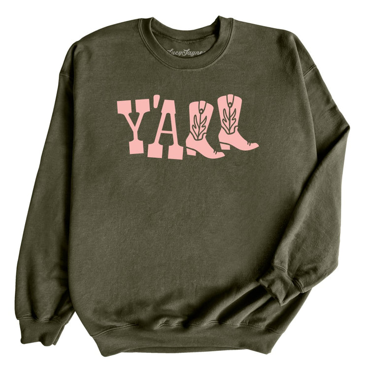Y'all Boots Graphic Sweatshirt - Military Green