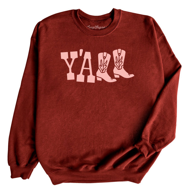 Y'all Boots Graphic Sweatshirt - Garnet