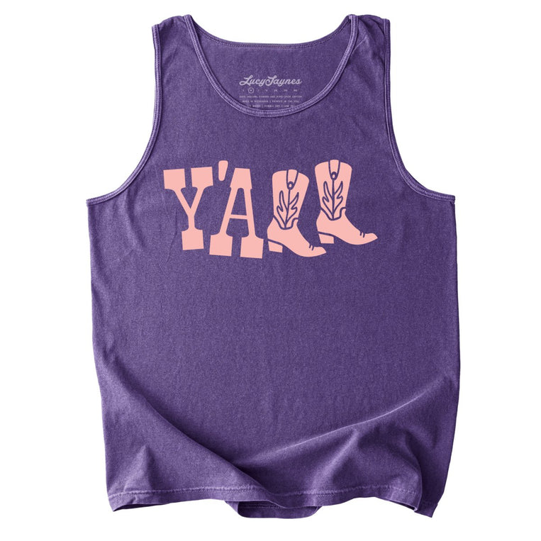 Y'all Boots Comfort Colors Graphic Tank Top - Grape
