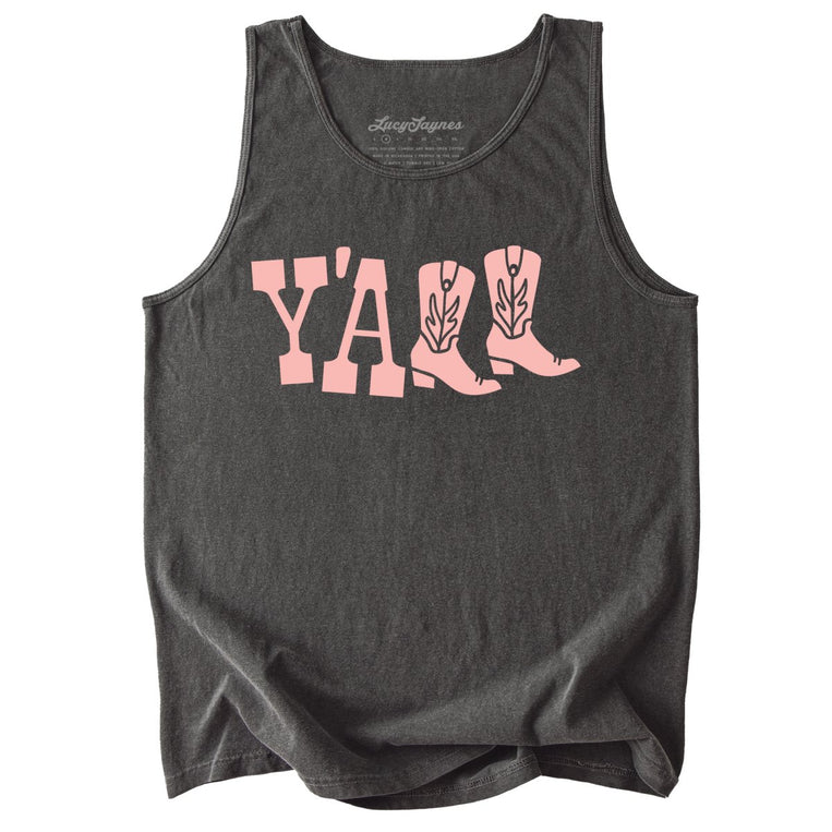 Y'all Boots Comfort Colors Graphic Tank Top - Pepper