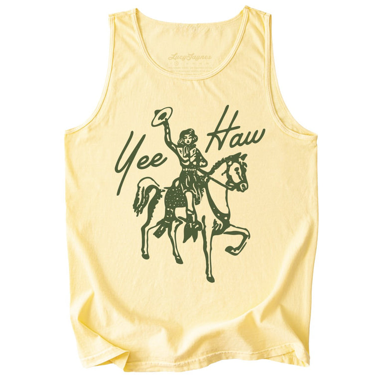 Yee Haw Comfort Colors Graphic Tank Top - Butter
