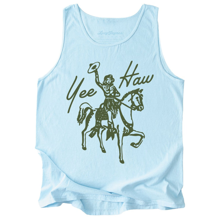 Yee Haw Comfort Colors Graphic Tank Top - Chambray