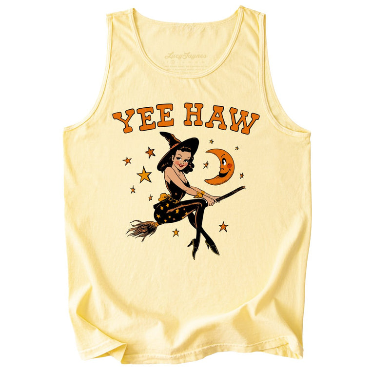 Yee Haw Witch Comfort Colors Graphic Tank Top - Butter