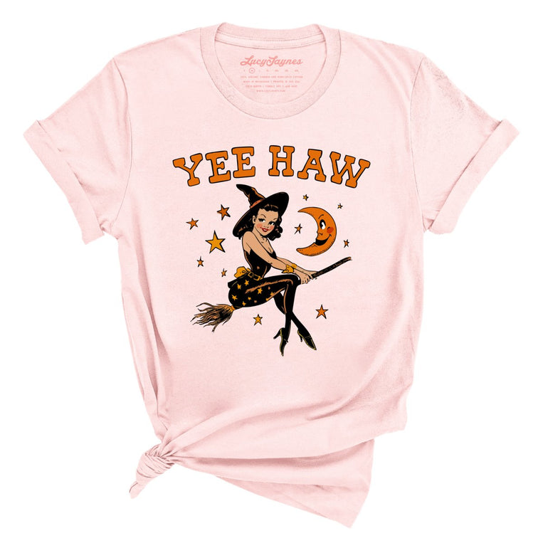 Yee Haw Witch Graphic Tee - Soft Pink
