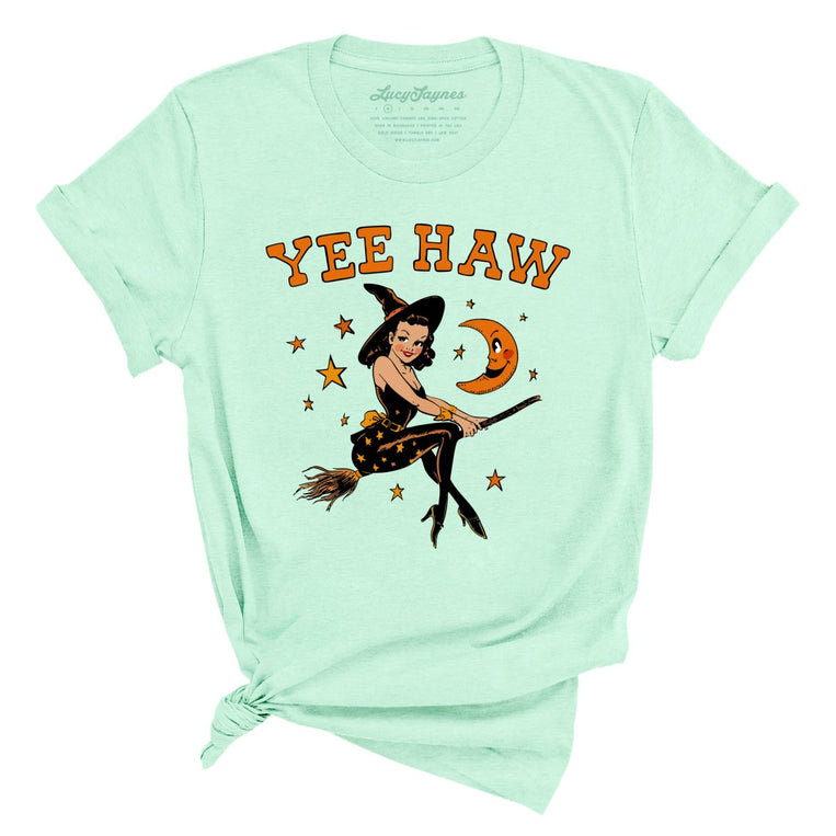 Yee Haw Witch Graphic Tee - Heather Mint