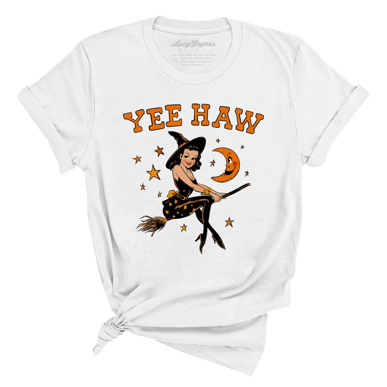 Yee Haw Witch Graphic Tee - White