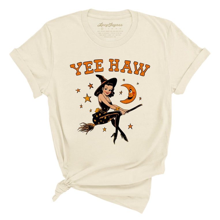 Yee Haw Witch Graphic Tee - Soft Cream
