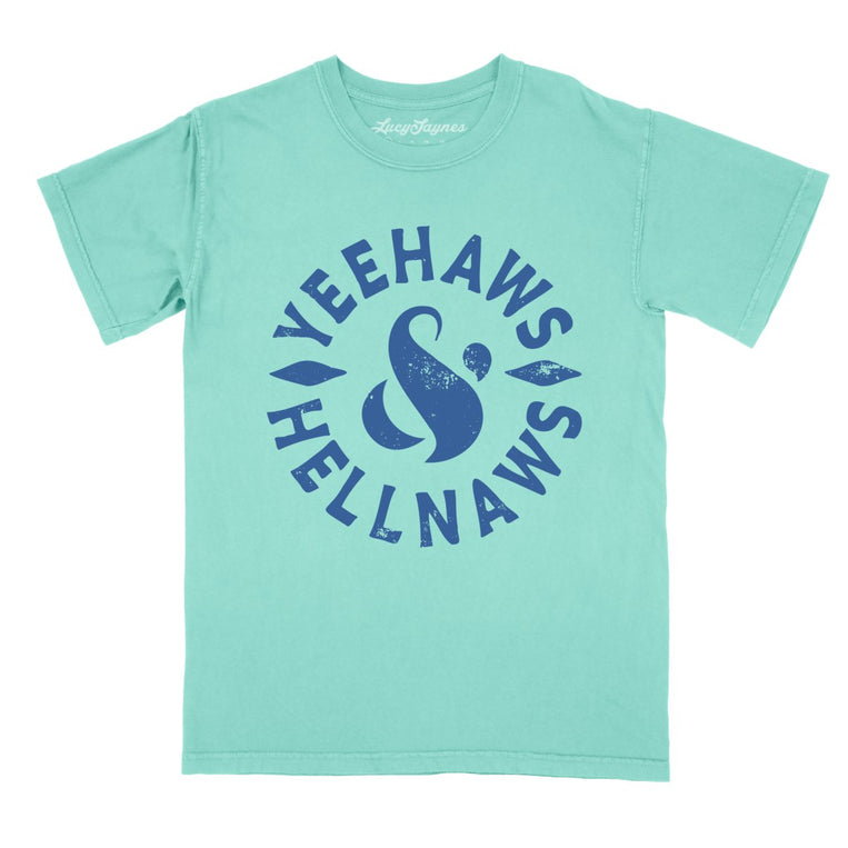 Yeehaws and Hellnaws Comfort Colors Graphic Tee - Chalky Mint