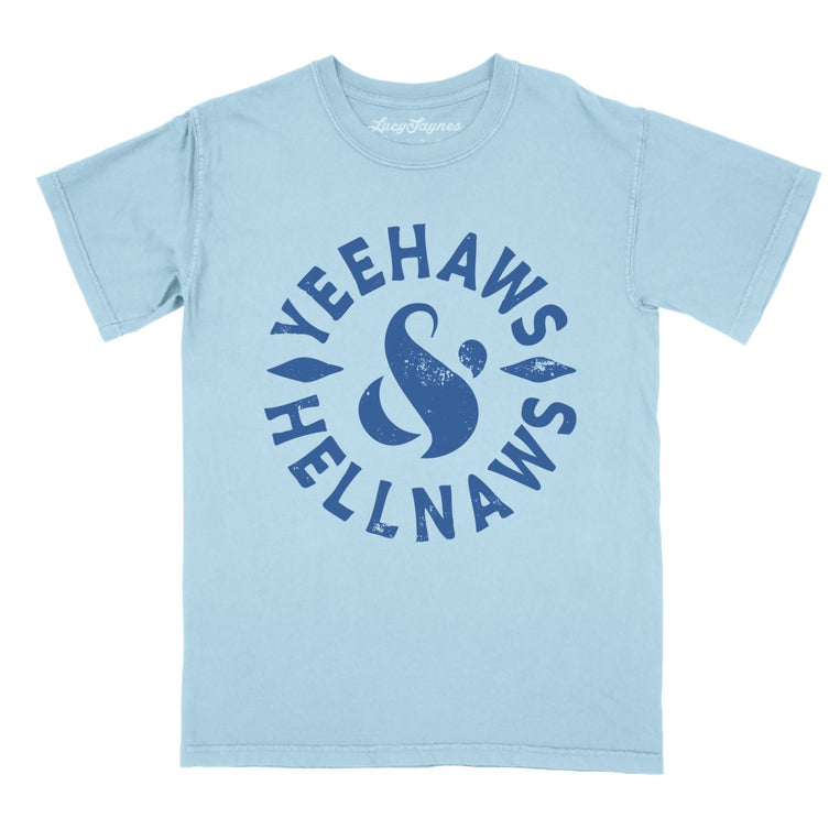 Yeehaws and Hellnaws Comfort Colors Graphic Tee - Chambray