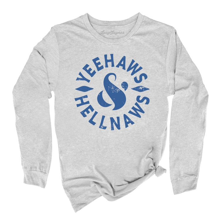 Yeehaws and Hellnaws Graphic Long Sleeve Tee - Athletic Heather