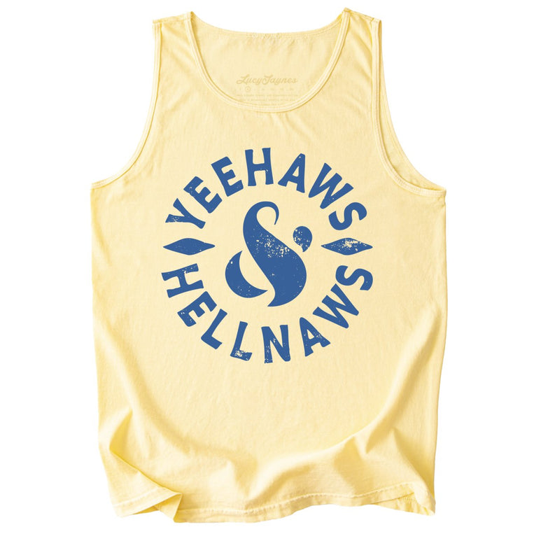 Yeehaws and Hellnaws Comfort Colors Graphic Tank Top - Butter