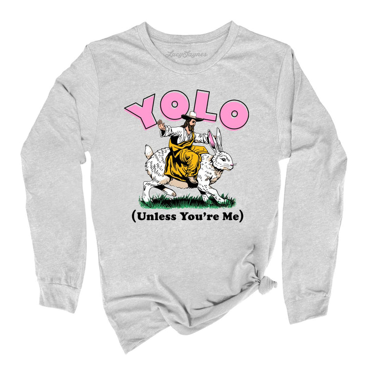 YOLO Unless You're Me Graphic Long Sleeve Tee - Athletic Heather