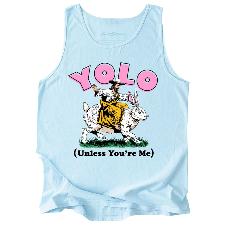 YOLO Unless You're Me Comfort Colors Graphic Tank Top - Chambray