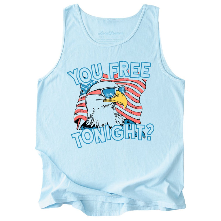 You Free Tonight? Comfort Colors Graphic Tank Top - Chambray