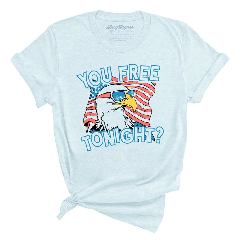 You Free Tonight? Graphic Tee - Heather Ice Blue